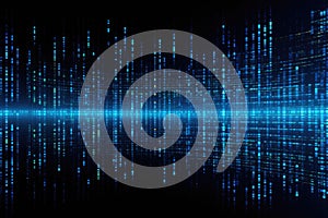 Abstract technology background. Vector illustration. Blue digital binary code on black background, Abstract binary background for