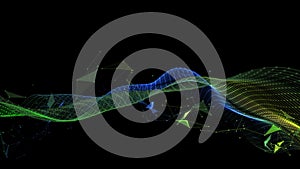 Abstract technology background with wavy color grid. Analytics data algorithms. Big Data. Computing concept. Banner for business,