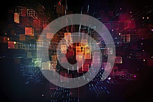 Abstract technology big data background concept. Artificial intelligence tech. Big data and cybersecurity. Transfer and storage of