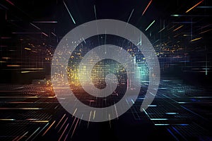 Abstract technology big data background concept. Artificial intelligence tech. Big data and cybersecurity. Transfer and storage of