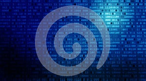 Abstract technology binary code background in color blue, matrix backdrop with numbers