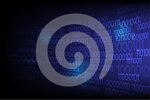 Abstract Technology binary code Big data Random blue digits wall on screen, Vector Illustration