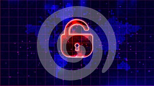 Abstract technology binary code red background with lock