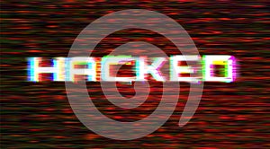 Abstract technology binary code red background with title Hacked