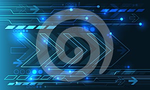 Abstract technology blue arrow circuit cyber direction geometric power digital design modern futuristic background vector