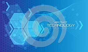 Abstract technology blue purple hexagon geometric concept innovation futuristic data internet network connection background vector