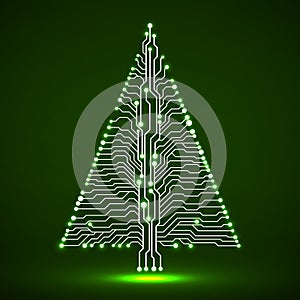 Abstract technology Christmas tree, circuit board