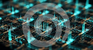 Abstract Technology Circuit Board Data Flow, AI, Neural Network
