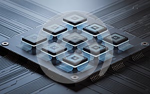 Abstract Technology Circuit Board Digital Microchips Network Design Data Grid Cyber System Future