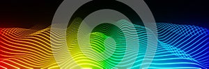 Abstract technology Colorful bright neon glowing wave audio Visualizer background panorama 3D rendering