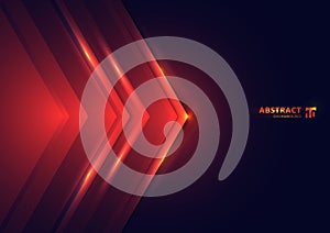 Abstract technology concept red lights triangle on dark background with space for you text