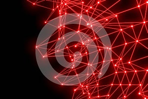 Abstract technology connections in space. Background with structure connecting dots and lines. Big data digital 3d rendering .