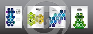 Abstract technology cover with hexagon elements.