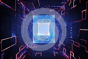 Abstract technology cube in cyberspace background