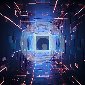 Abstract technology cube in cyberspace background