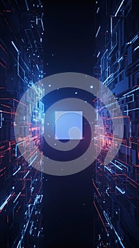 Abstract technology cube in cyberspace background