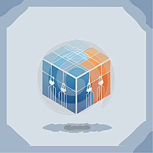 Abstract Technology Cube and Digital Network