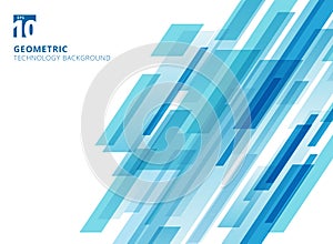 Abstract technology diagonally overlapped geometric squares shape blue colour on white background.