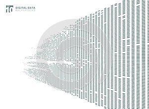 Abstract technology digital data square gray pattern pixel prespective background with copy space
