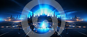 Abstract technology digital hi-tech city concept background