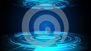 Abstract technology futuristic concept circle hud interface screen design on dark blue background