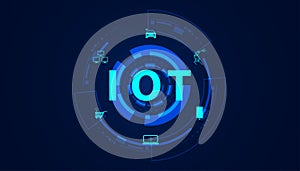 Abstract technology futuristic concept internet of things digital circle iot icon infographic on modern blue background