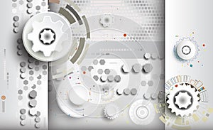 Abstract technology gear wheel engineering on square and hexagon