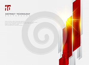 Abstract technology geometric red color shiny motion background with lighting effect