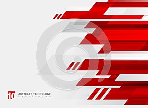 Abstract technology geometric red color shiny motion background.