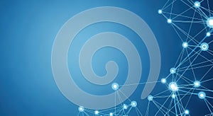 Abstract Technology Background, Network Connection Structure, Blue Digital Design