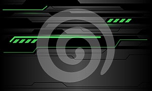 Abstract technology green light black circuit cyber futuristic grey metallic design modern background vector