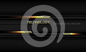 Abstract technology grey yellow cyber black circuit banner overlap on circle mesh design ultramodern futuristic background vector