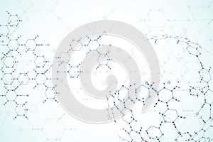Abstract technology hexagonal background. Connection structure.