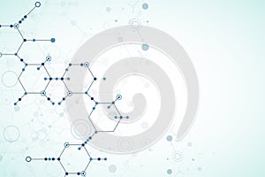 Abstract technology hexagonal background. Connection structure.