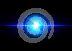 Abstract technology with light blue circle effect on dark blue background design. illustration vector design background