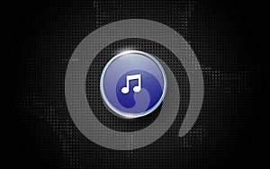 Abstract technology music button and  metal texture dark background for internet sites