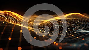 Abstract technology network creating flowing digital wave data