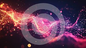 Abstract technology network creating glowing data connection wave