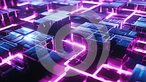 Abstract technology network creating glowing data connections