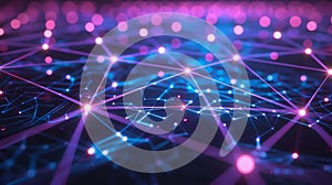 Abstract Technology Network: Data Connection, AI Neural Net Background