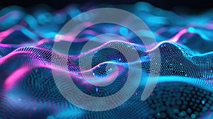 Abstract technology network displaying flowing digital data waves