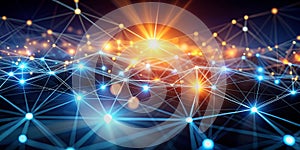 Abstract Technology Network with Glowing Nodes and Lines