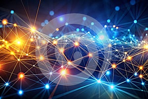 Abstract Technology Network with Glowing Nodes and Lines