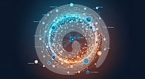 Abstract Technology Network Visualization with Interconnected Nodes and Labels