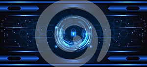abstract technology padlock Hi-tech futuristic cyber security key dark blue background vector illustration