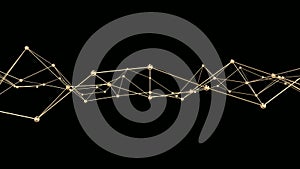 Abstract technology plexus background from lines and dots. Golden molecule structure.