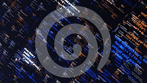 Abstract technology programming code background of software developer. Animation. Computer scriptor or software concept.
