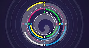 Abstract Technology Radar Chart with Vibrant Data Visualization Elements on Dark Background
