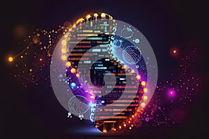 Abstract technology science concept, DNA code structure with glow. Science concept background