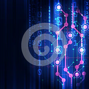 Abstract technology security on global network background, vector illustration